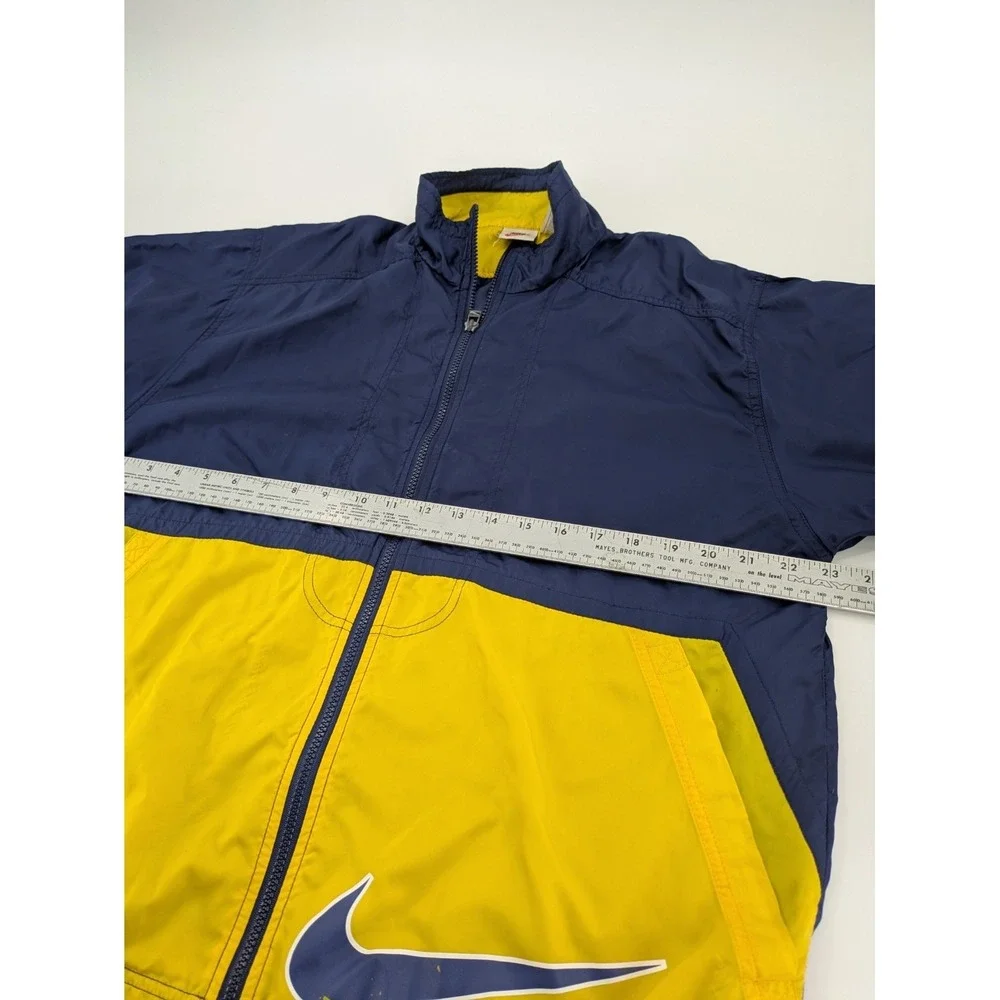 VTG 90s Nike Big‎ Swoosh Windbreaker Jacket Kids Large Blue Yellow Colorblock L